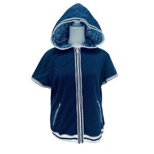 Tangerine Women’s Active Hoodie Short sleeve Size PL Blue With Front Pockets